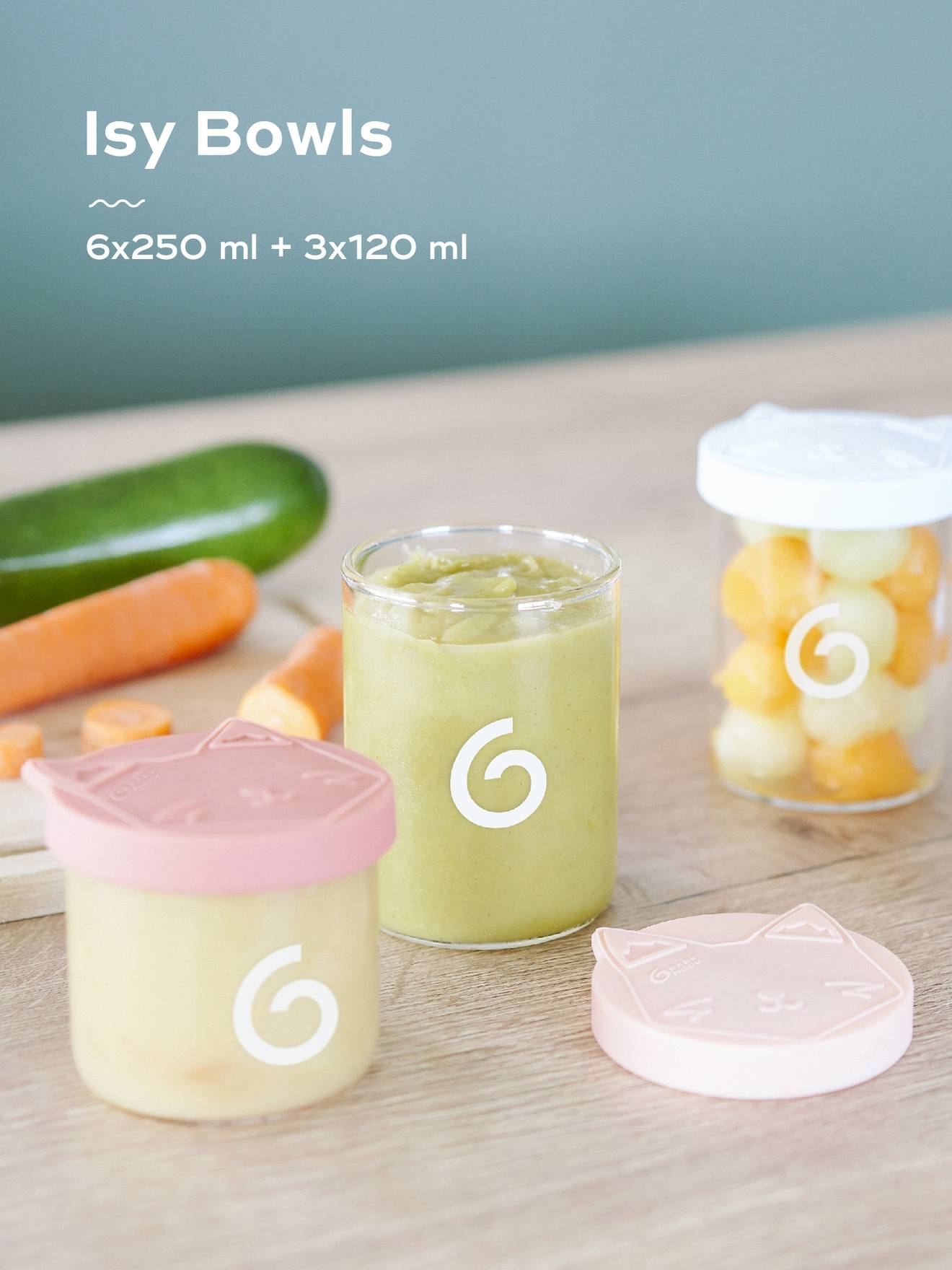 Conjunto de 6 tigelas Isy de 250 ml + 3 tigelas de 120 ml BABYMOOV azul
