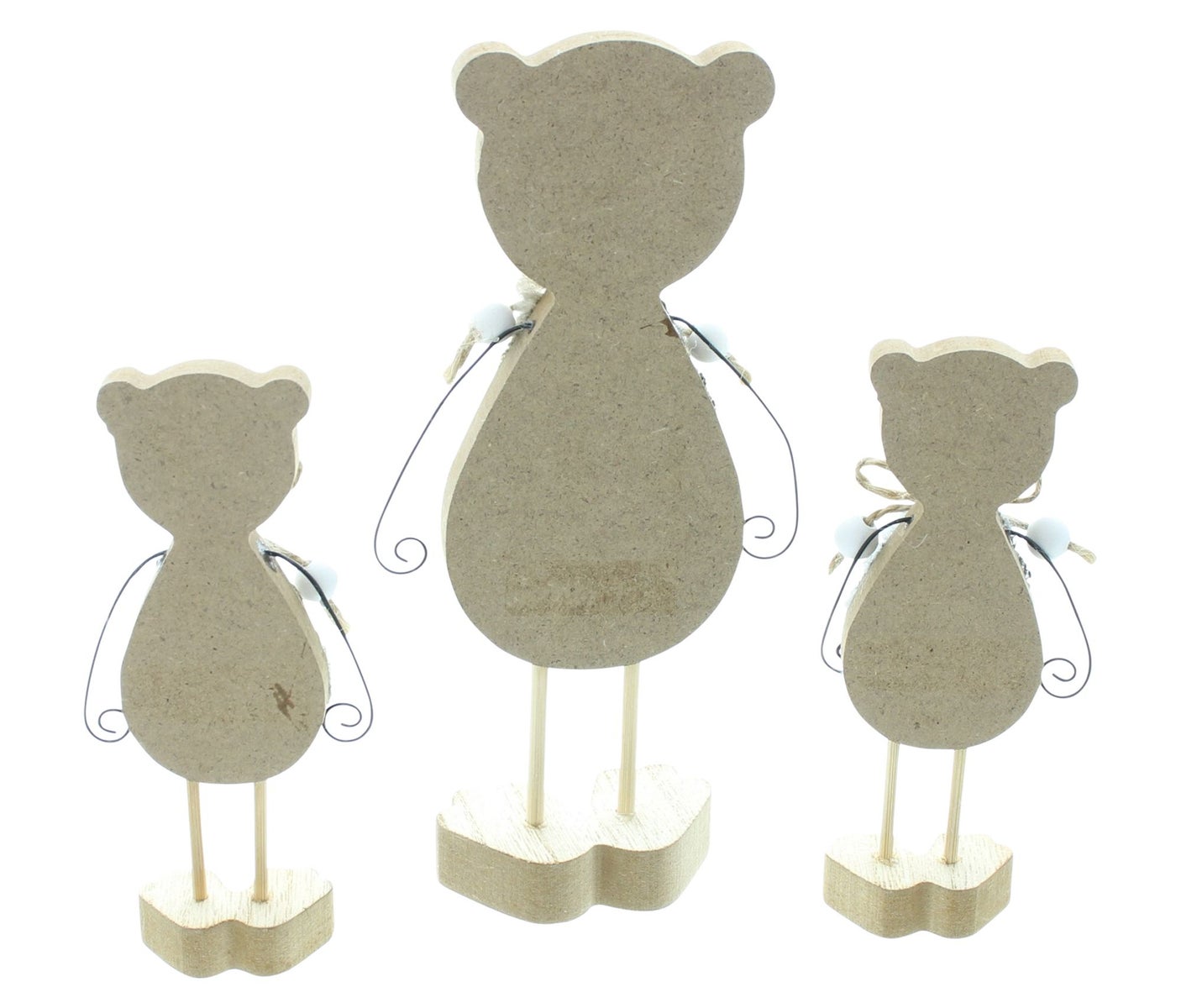 FRANK FLECHTWAREN | Berenfiguur, set van 3, 4 x 2,5 x 13 cm, 6 x 3,5 x 19 cm, MDF, JUTE, POLYESTER, METAAL