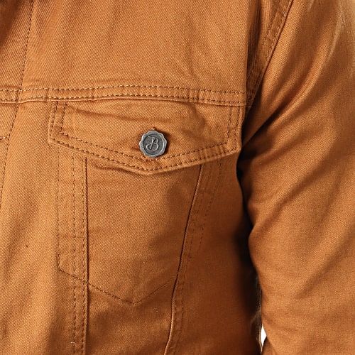 Veste Jean Super Slim Fit A Col Mouton 5004 Camel Blanc