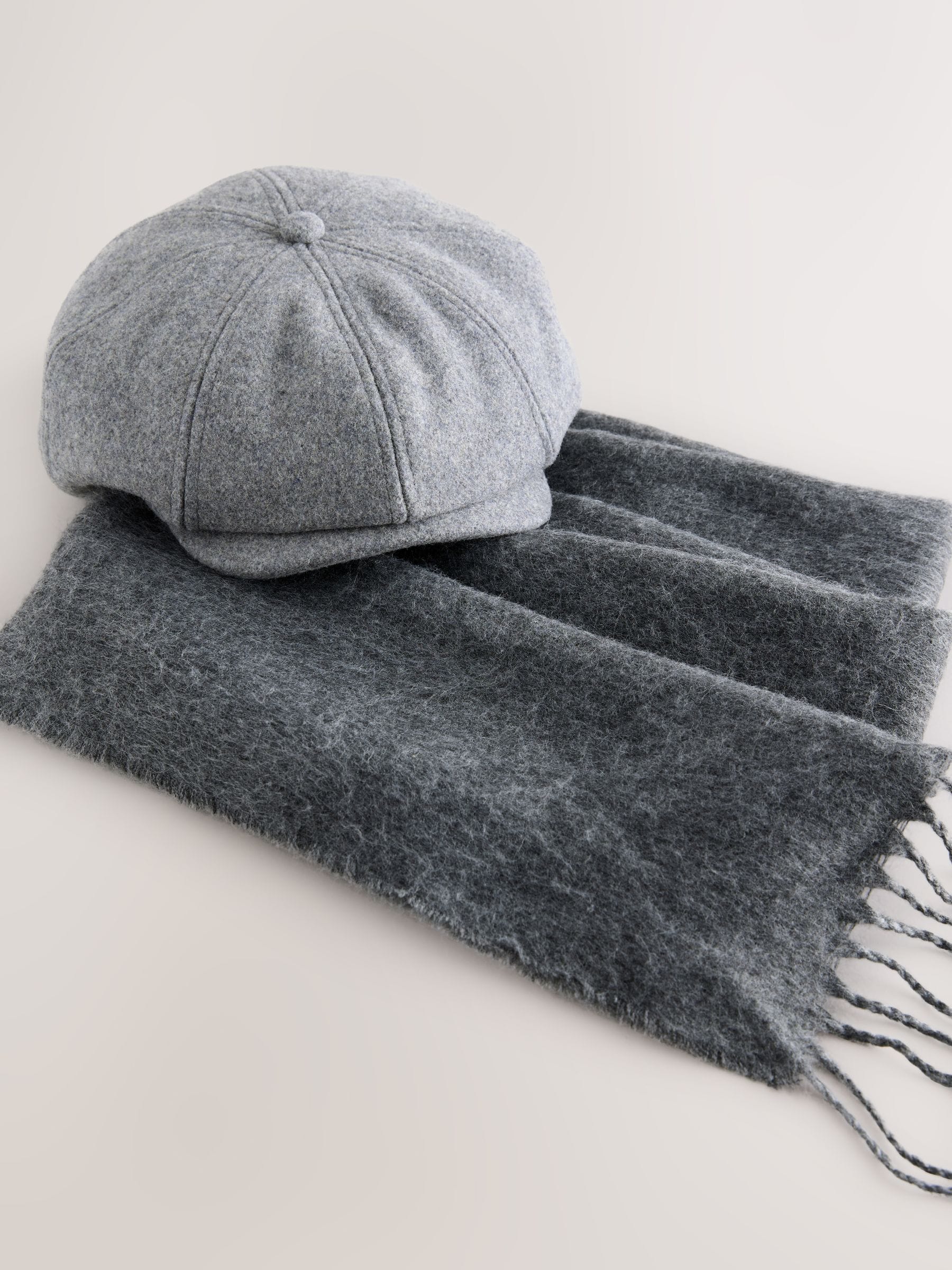 Grijs - Baker Boy Hat And Scarf Set
