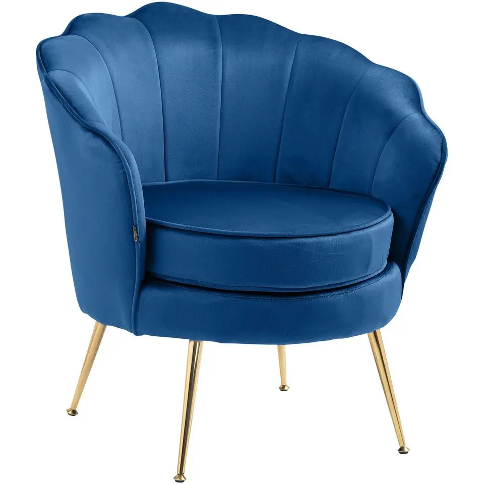 CLP Eetkamerstoel Rosita goud Frame - Fluweel - blauw