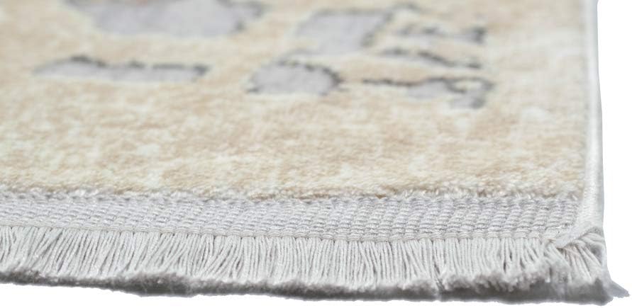 CARPETIA Wollteppich Luxus Teppich Wohnzimmerteppich abstrakt mit Naturfasern beige grau Größe 120x170 cm