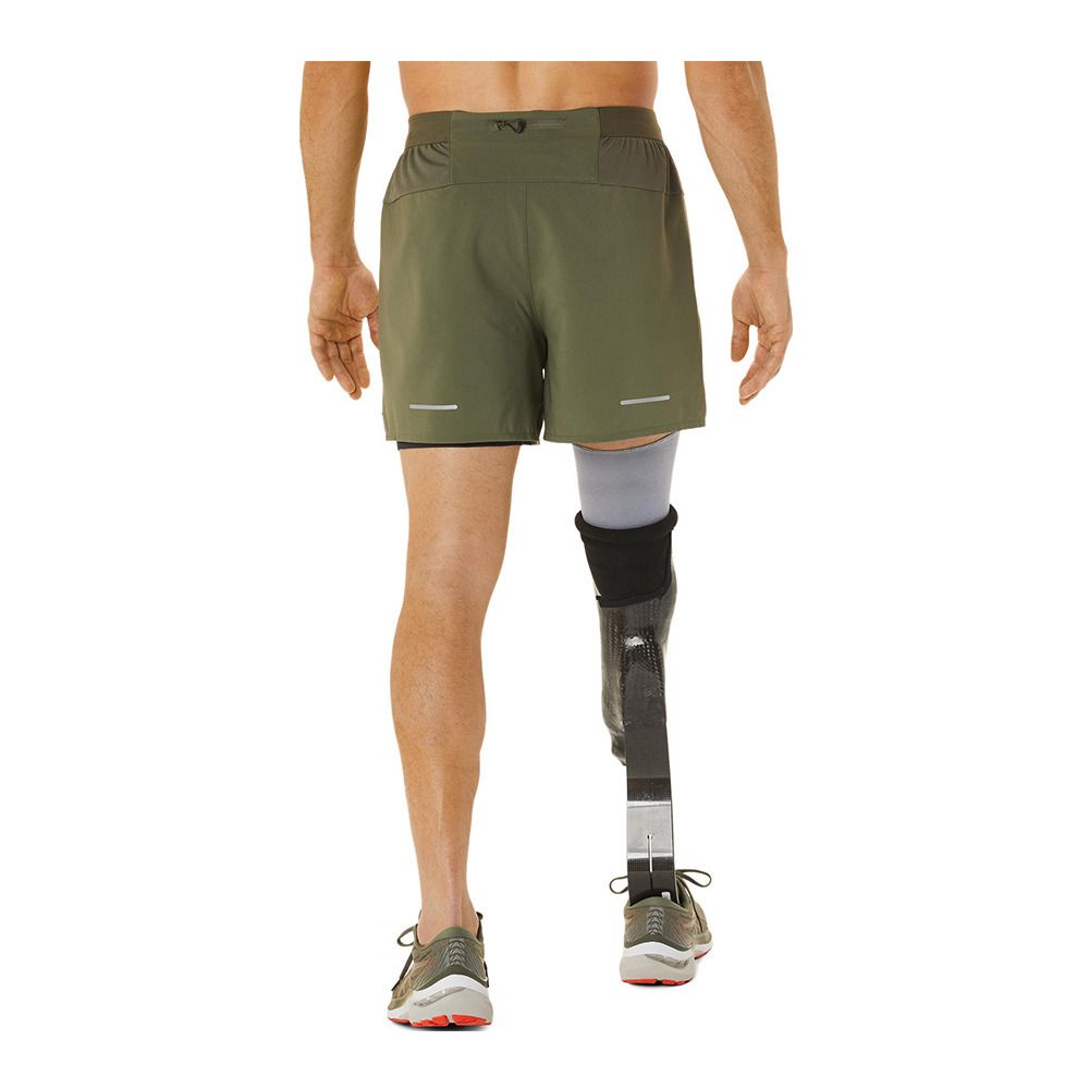 Asics ROAD 5IN - Short 2 en 1 Homme mantle green/performance black