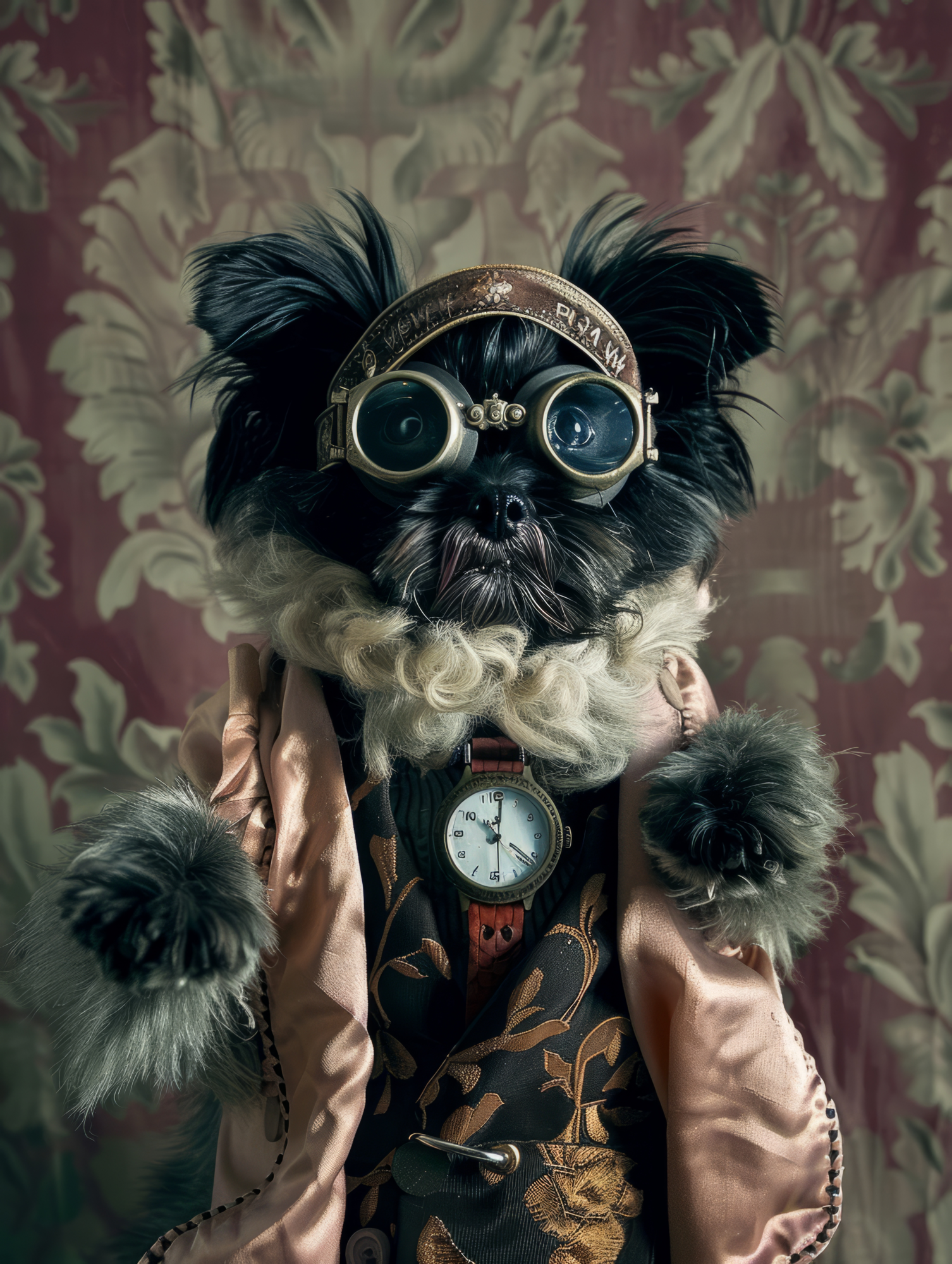 Canvas schilderij van een Affenpinscher 80x120 cm