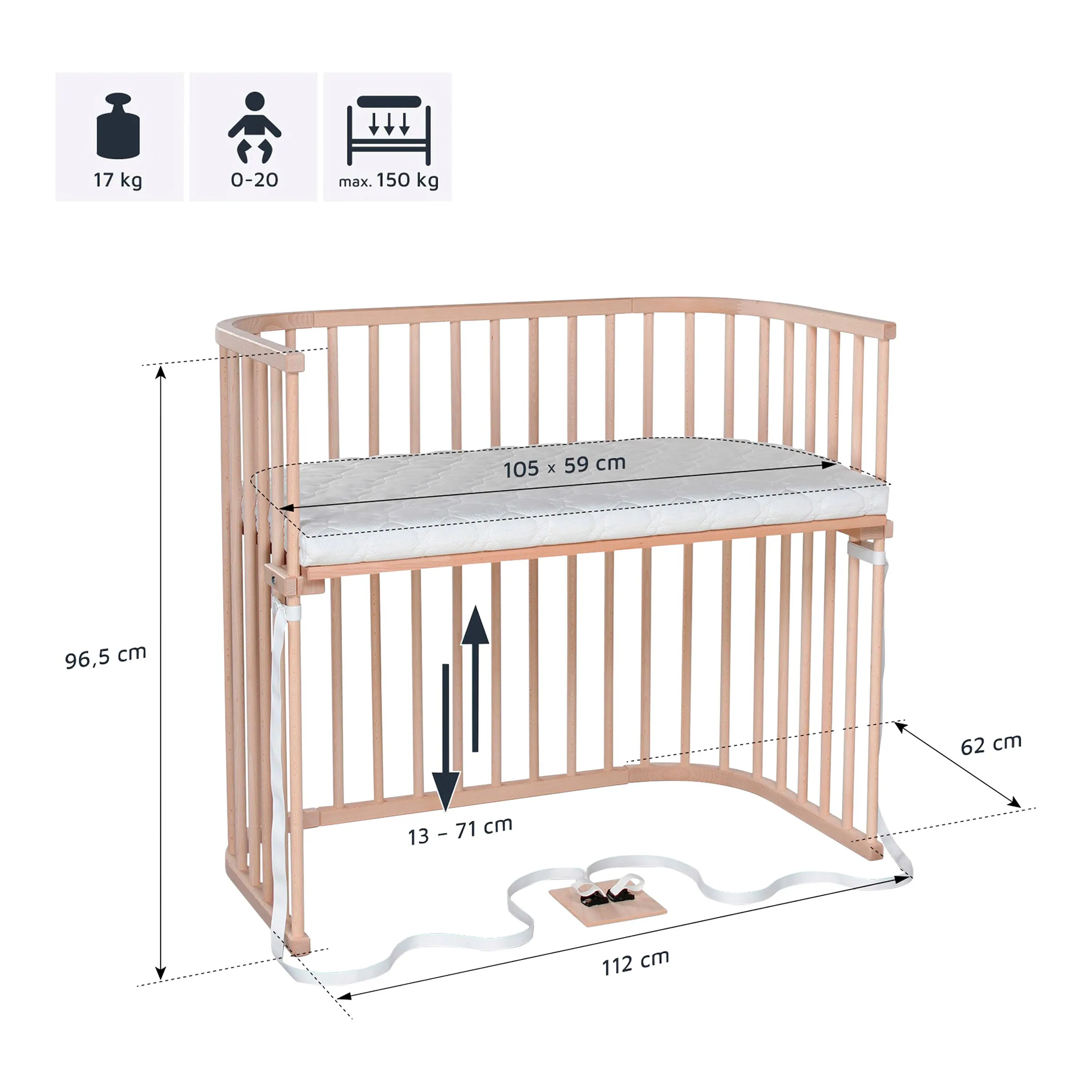 babybay® Beistellbett Boxspring XXL natur unbehandelt
