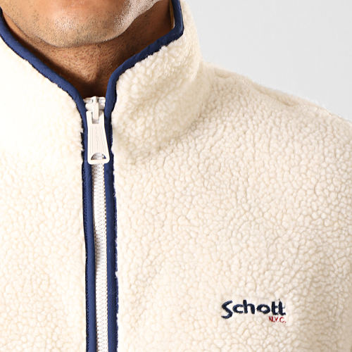 Sweat Col Zippé Mouton Andric Blanc Cassé Bleu Marine