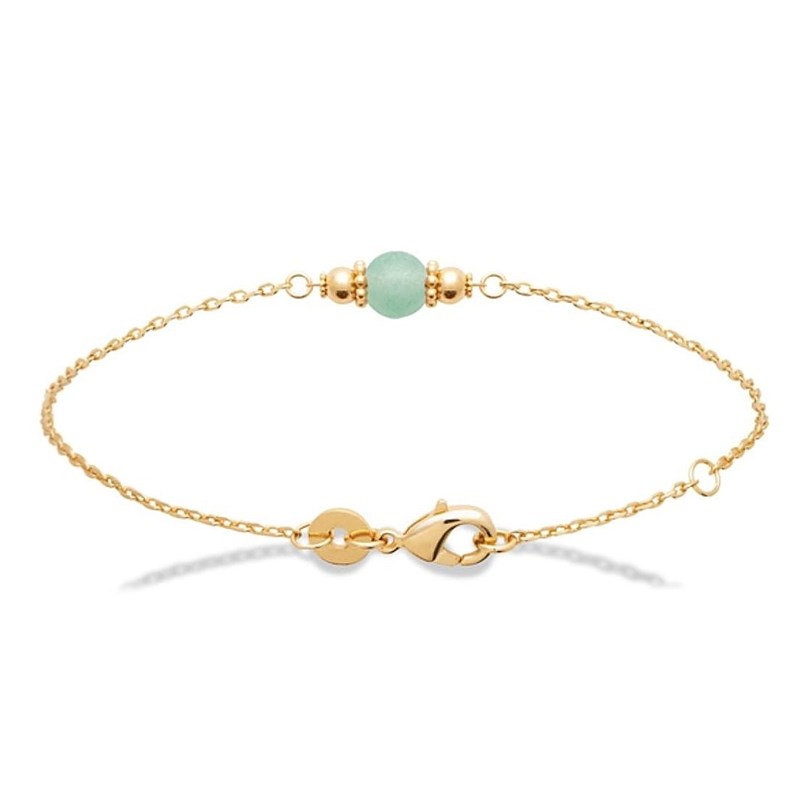 Bracelet perle naturelle d'aventurine verte Plaqué OR 750 3 microns