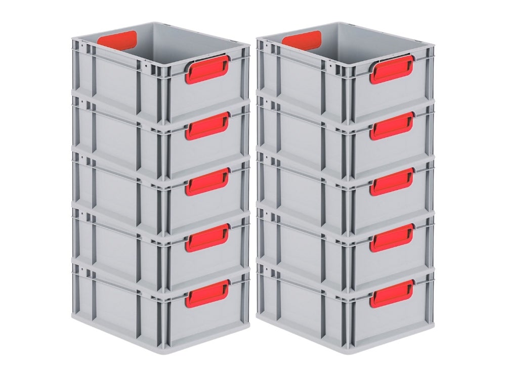 PROREGAL Eurobox Nextgen Kleur HxBxD 17 x 30 x 40 cm 16 liter Handgrepen Rood Gesloten Gladde Bodem Euro Container Transportbox