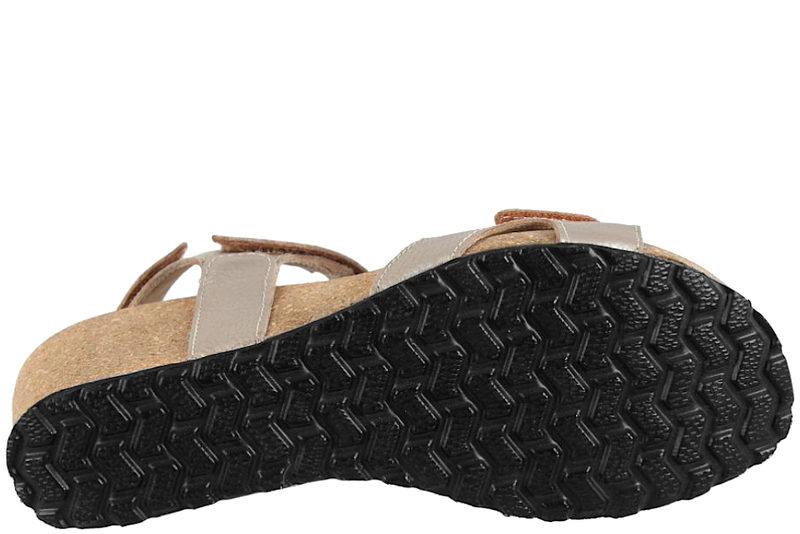 GREEN COMFORT WAVE SANDAL I CHAMPAGNEFARVET GLAT SKIND