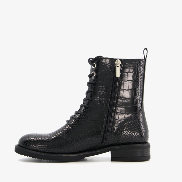 Blue Box dames veterboots met slangenprint zwart