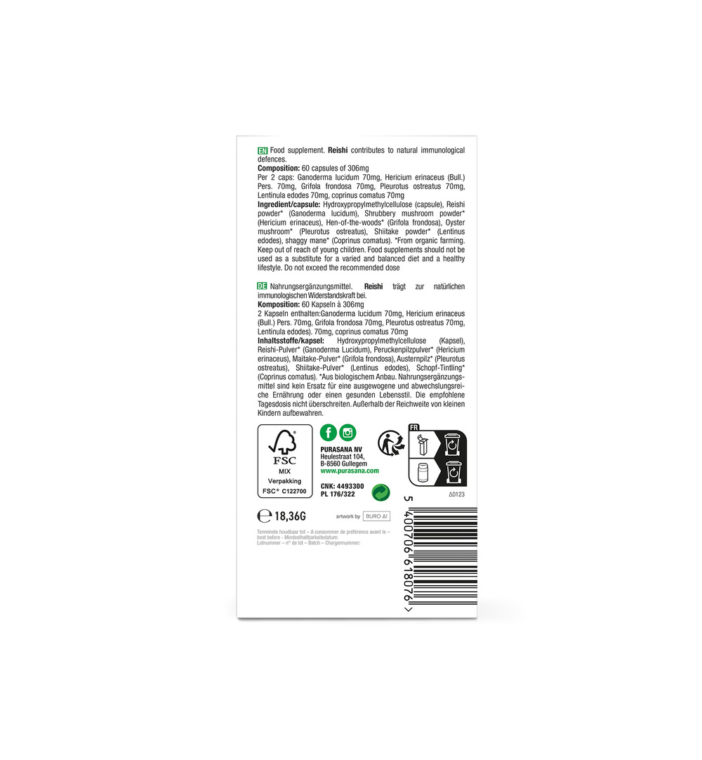 Purasana Funghi Mix Vegan Bio (60 vega capsules)