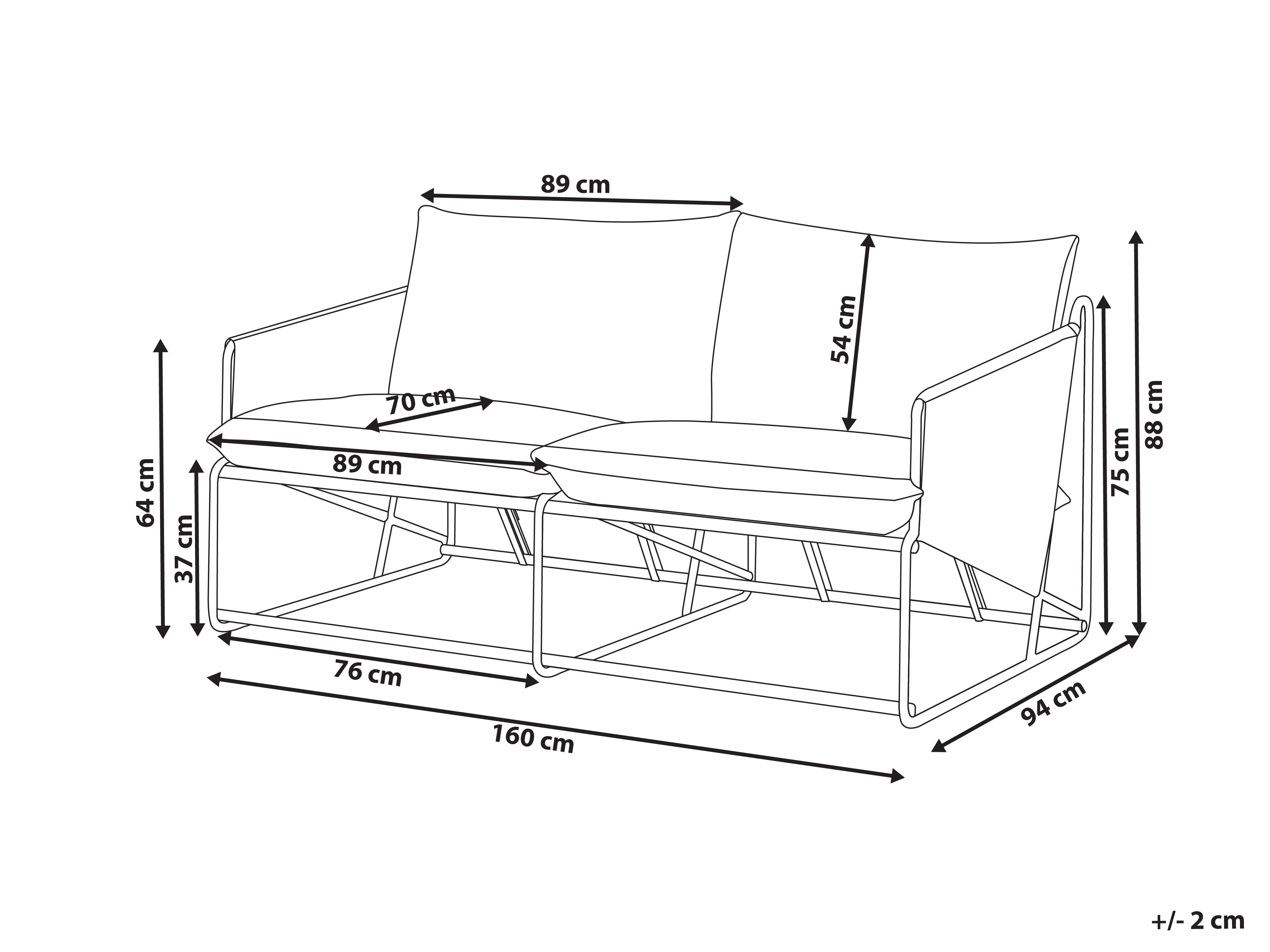 Tuin loungebank 2-zits PONTE Metaal Taupe