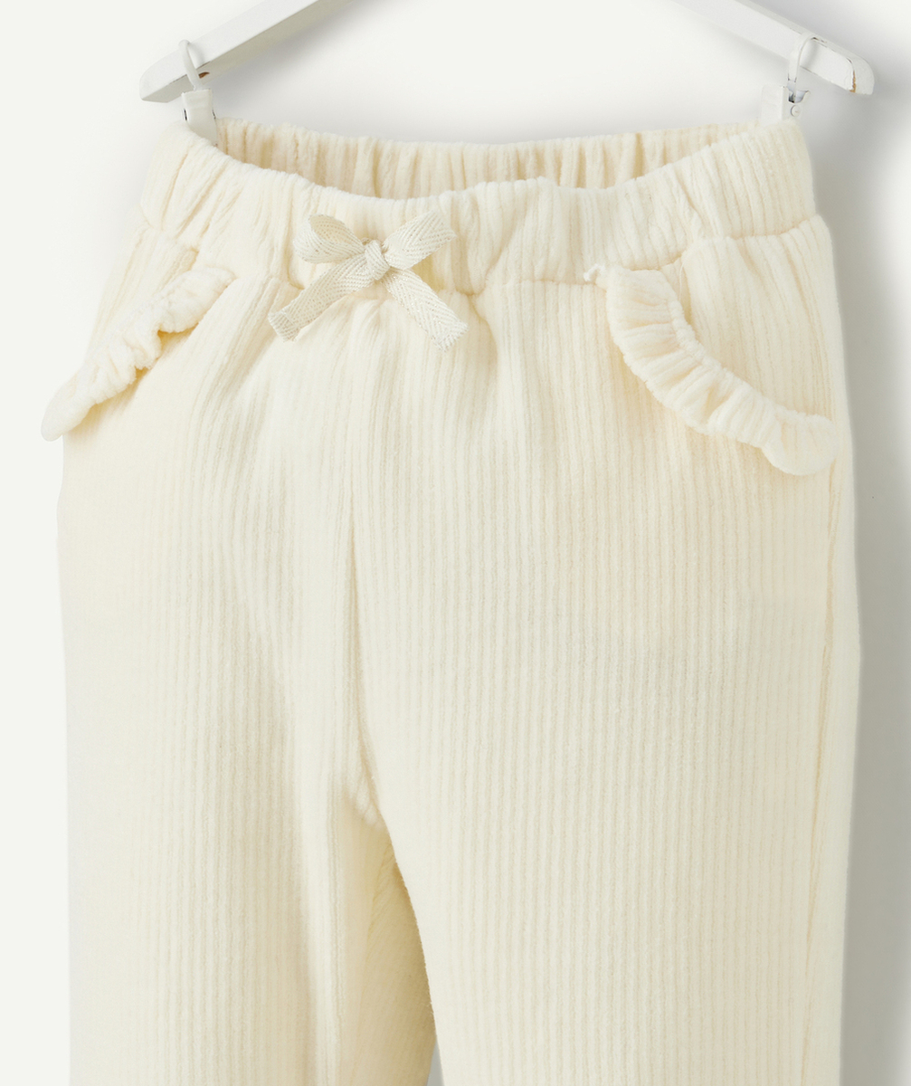 PANTALON DROIT BÉBÉ FILLE EN VELOURS CÔTELÉ ÉCRU