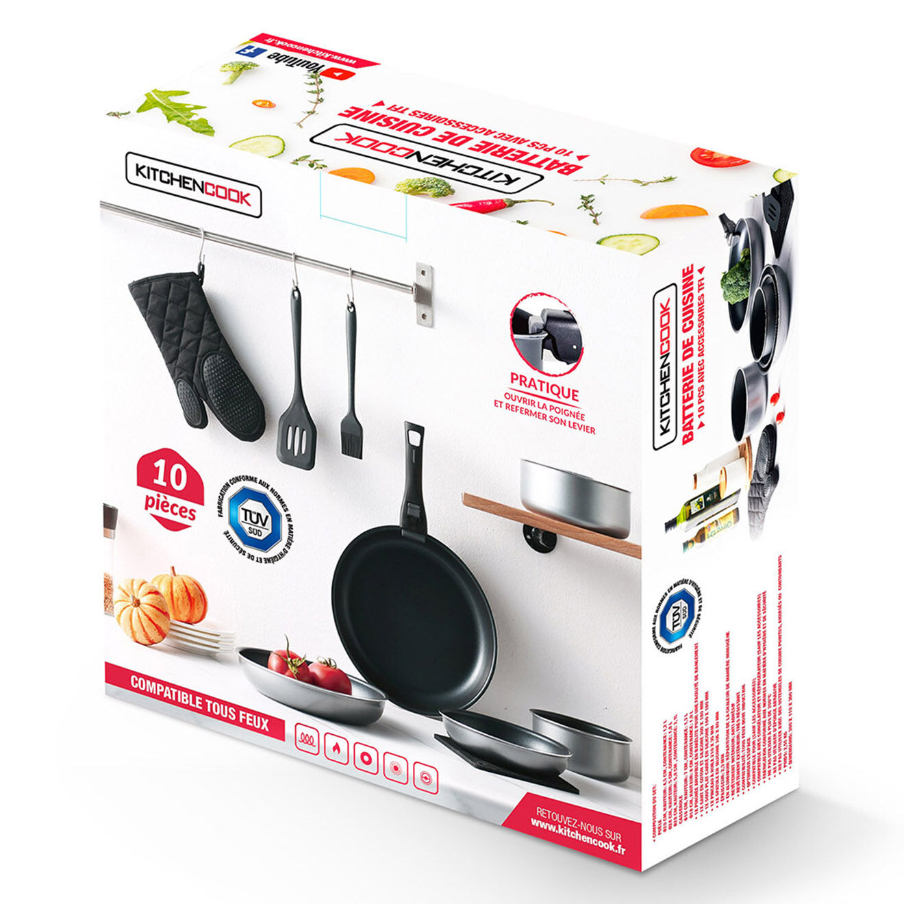 Kitchencook Batterie de cuisine grise - 10 pièces