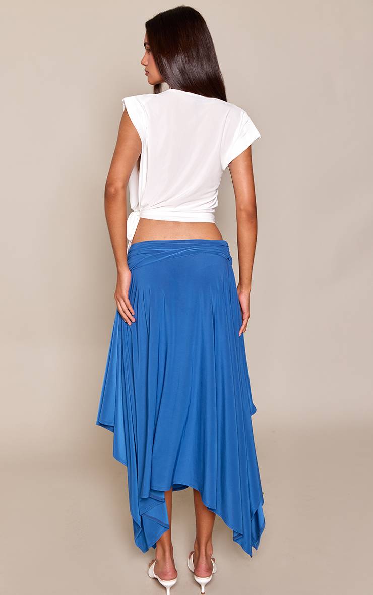 Bleu Jupe Midi Moulante À Détail Torsadé