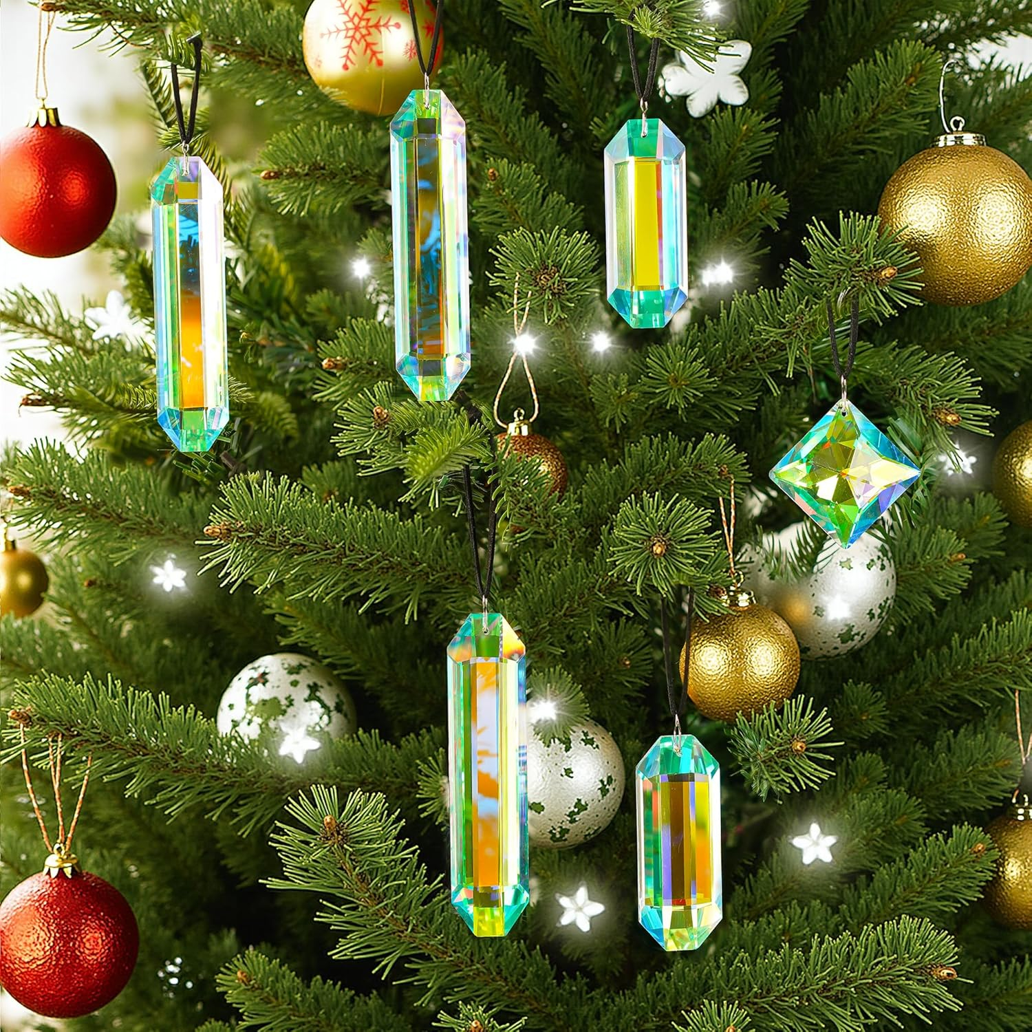 (7er Set) Kristall Fenster Deko Regenbogen Windspiel Sonnenfänger Anhänger Outdoor Accessoire