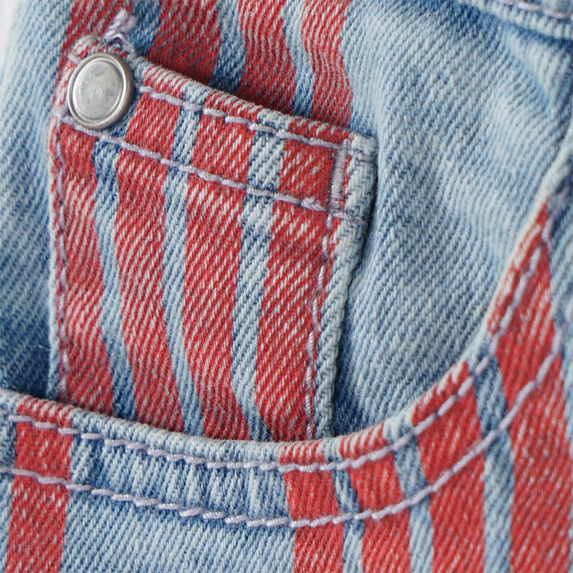Jonas Nielsen Mädchen Jeansshorts mit Streifen-Allover hellblau