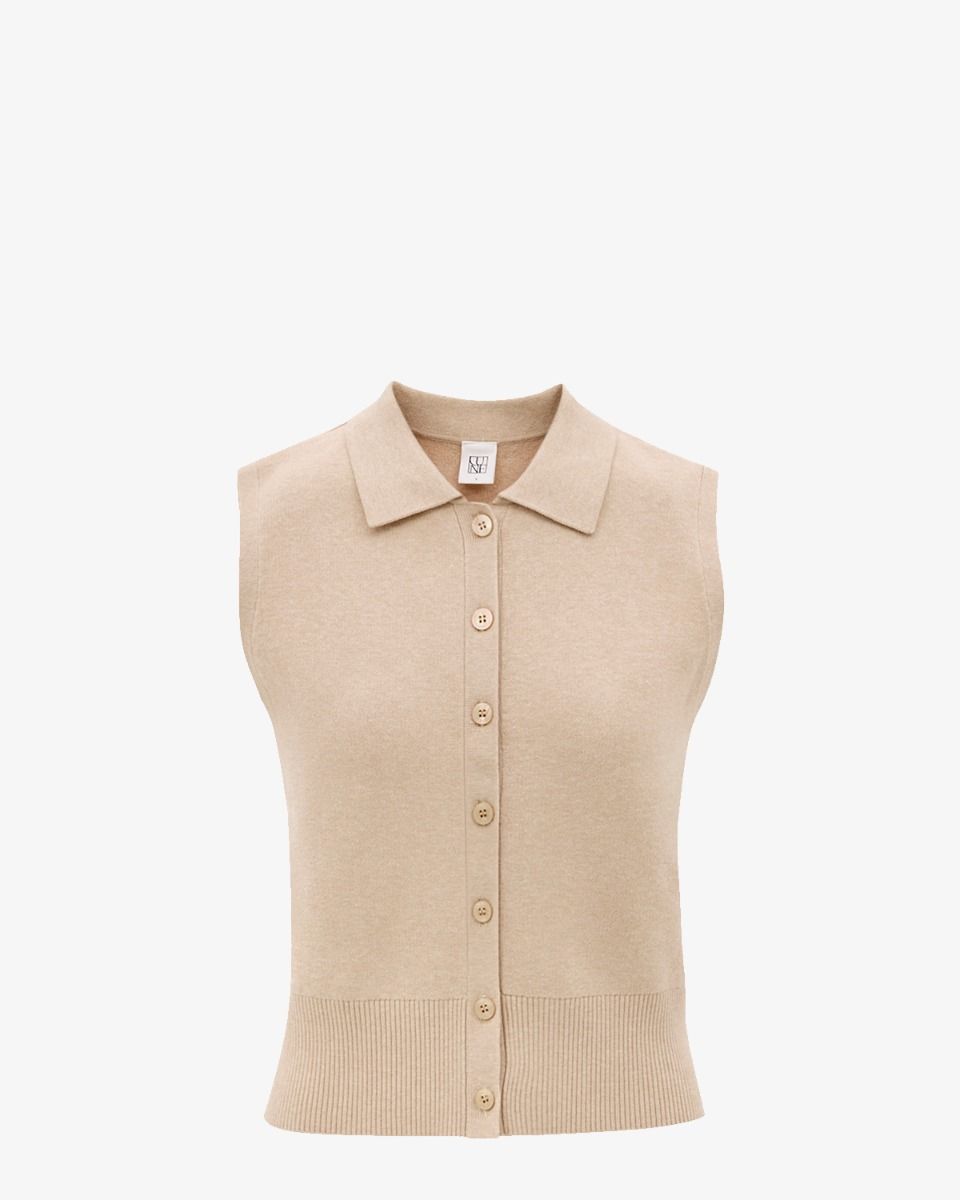Lune Active Olly Sleeveless Cardigan Beige Damesvest