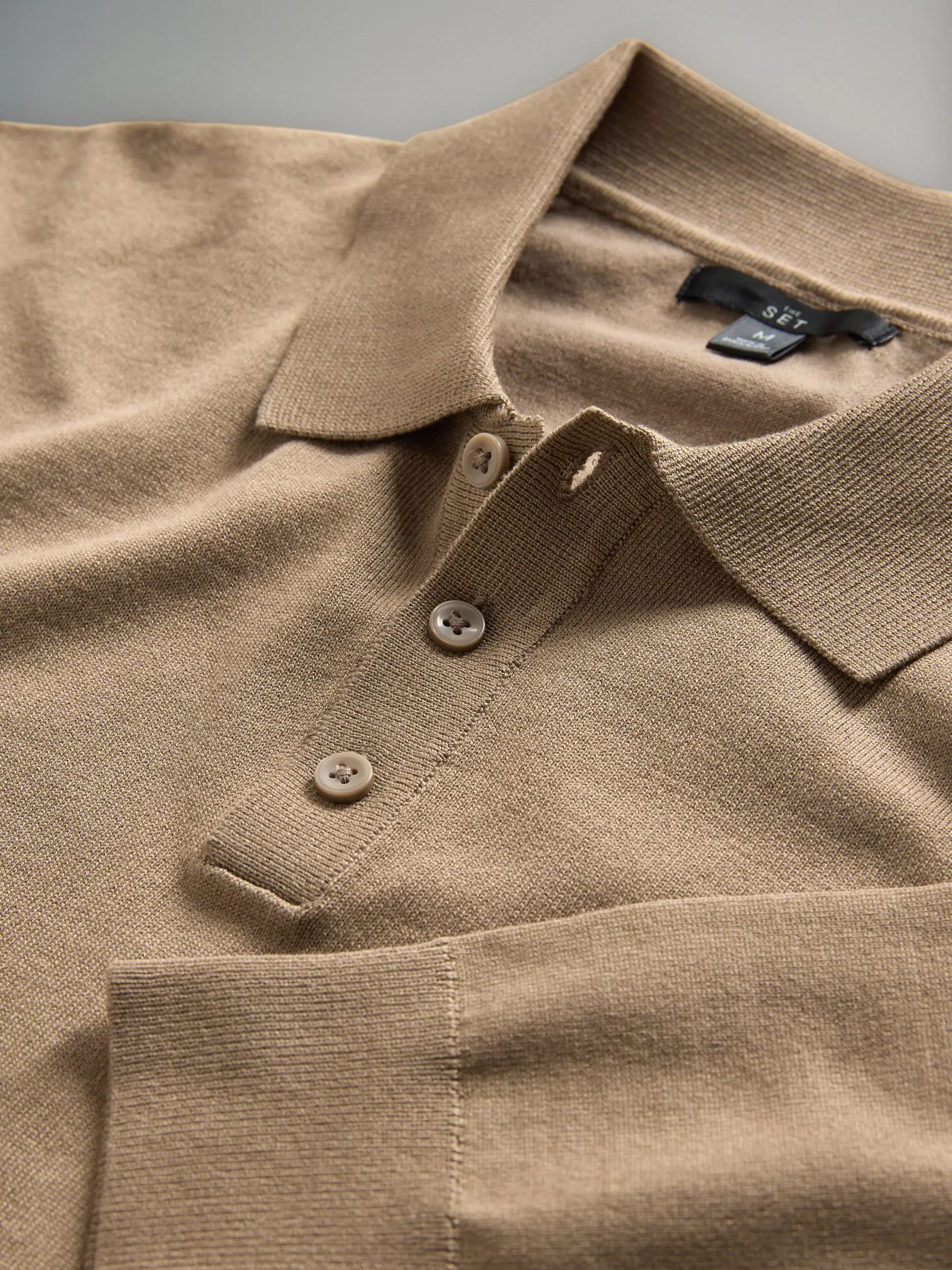 Bruin - The Set 3 Pack Gebreide Polo Truien met Lange Mouwen