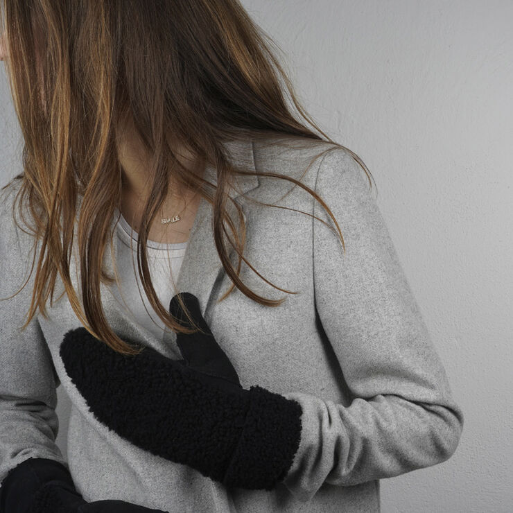 Lovelies COLON - MITTENS - PALM OF SUEDE AND UPPER OF CURLY SHEARLING Black / black