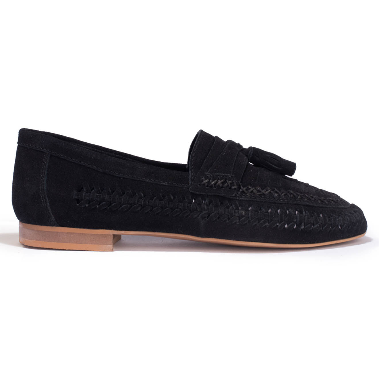 Couleur Pourpre Mocassins en Velours de Cuir Hampi noirs