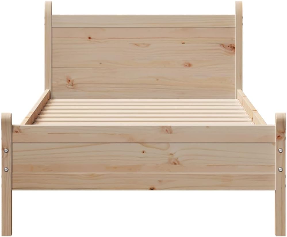 vidaXL Massivholzbett, Holzbett ohne Matratze, Bettgestell mit Kopfteil Lattenrost, Bett Einzelbett für Schlafzimmer, 90x200cm Kiefernholz