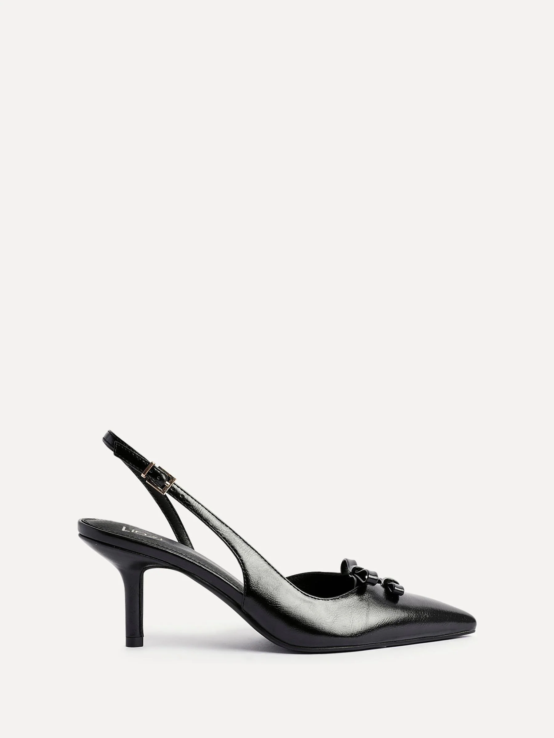 Zwart - Linzi Aysha Court Heels With Double Bow Detail