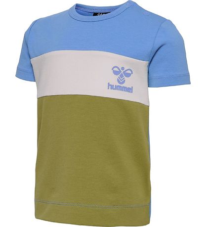 Hummel T-Shirt - HmlGlad - Blåck - Sølver Lake Blue/Green Olive