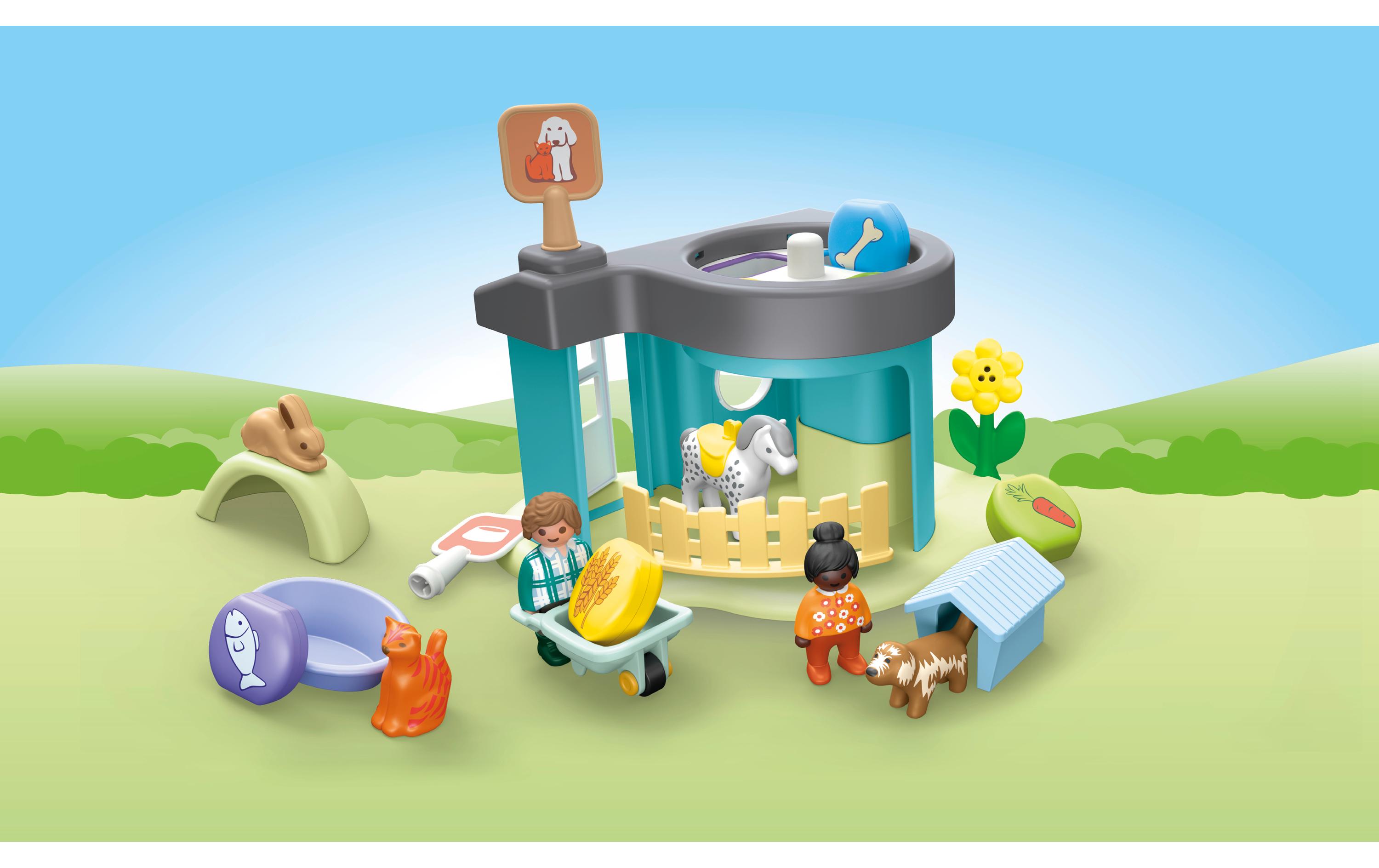 Junior Tierpension mit Futterspender 71690Nachhaltiges Spielset aus pflanzenbasiertem Kunststoff
