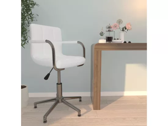 Chaise de bureau pivotante Blanc Similicuir