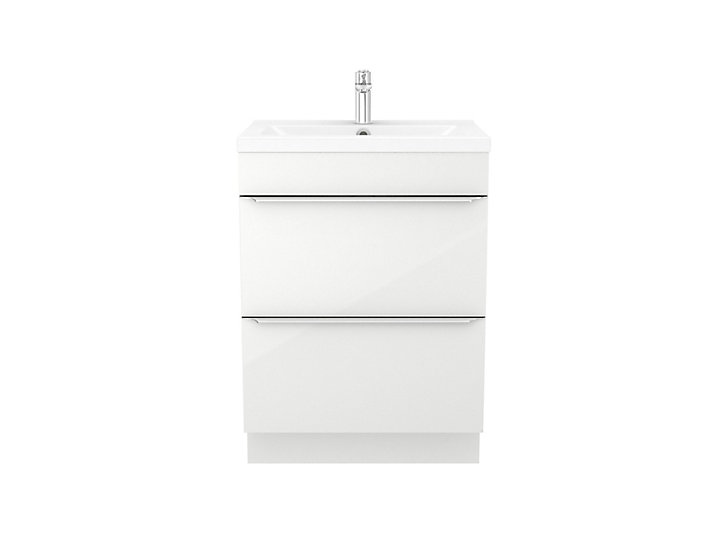 Meuble sous vasque à poser GoodHome Imandra blanc 60 cm + plan vasque Nira