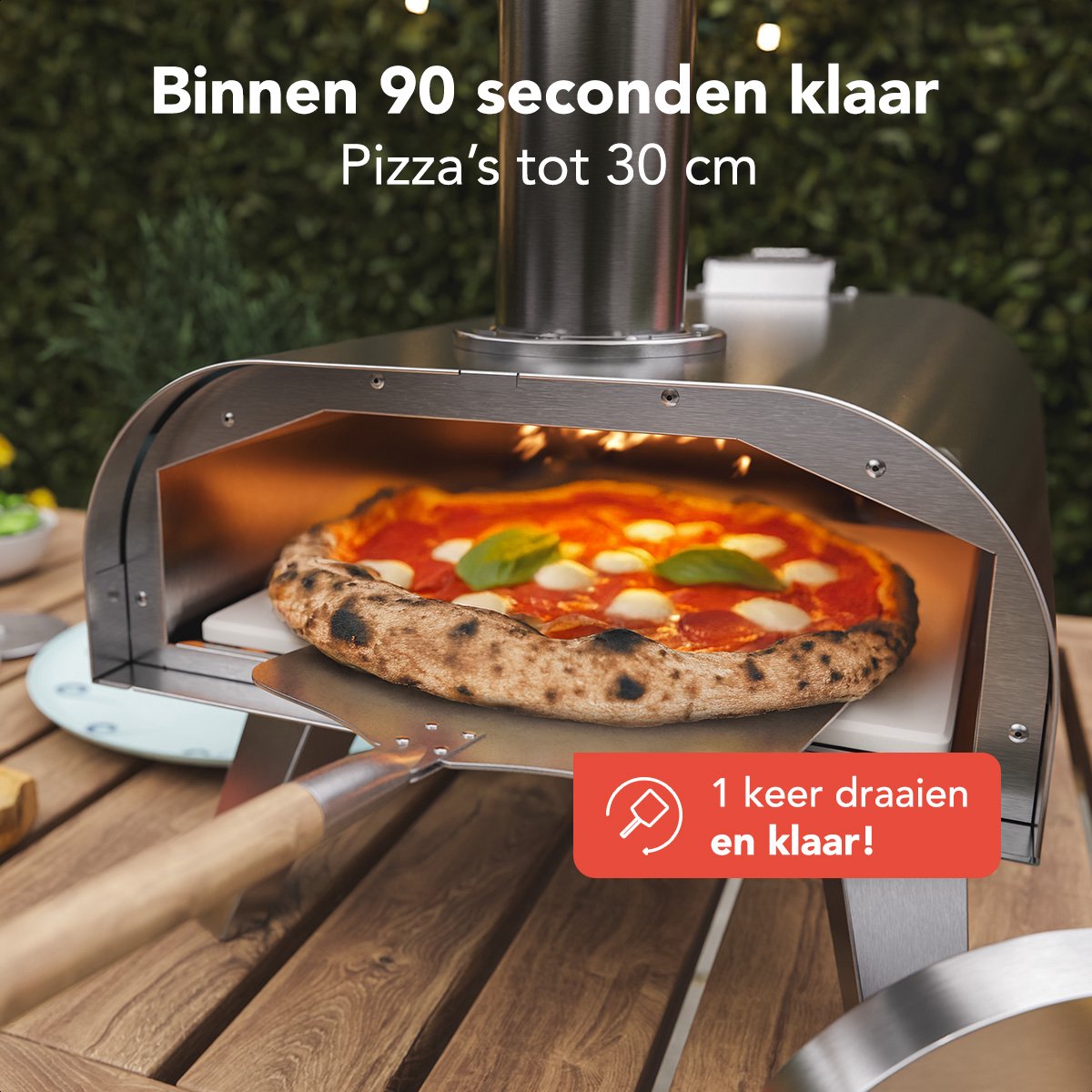 KitchenBrothers RVS Pizza Oven met beschermhoes