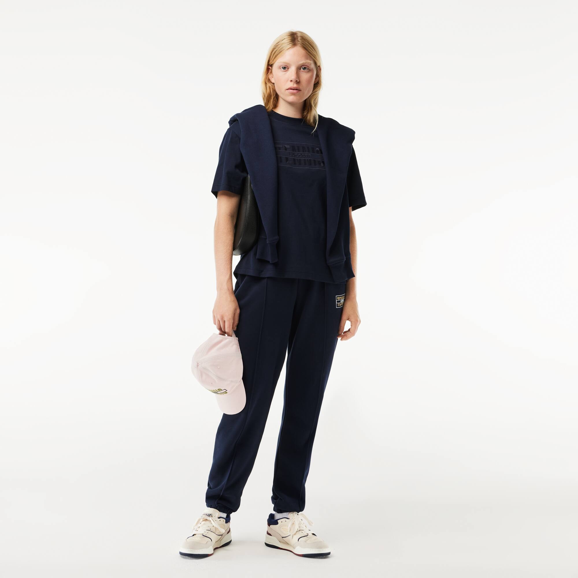 Extraweites T-Shirt aus Baumwolle mit Tennis-Stickerei T-Shirts - Blau - Lacoste - Damen