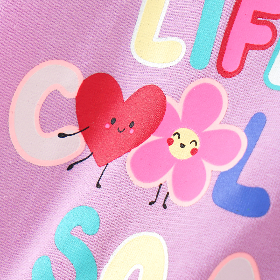 Famy 3 Mädchen T-Shirts mit bunten Motiven helllila / blau / zartrosa