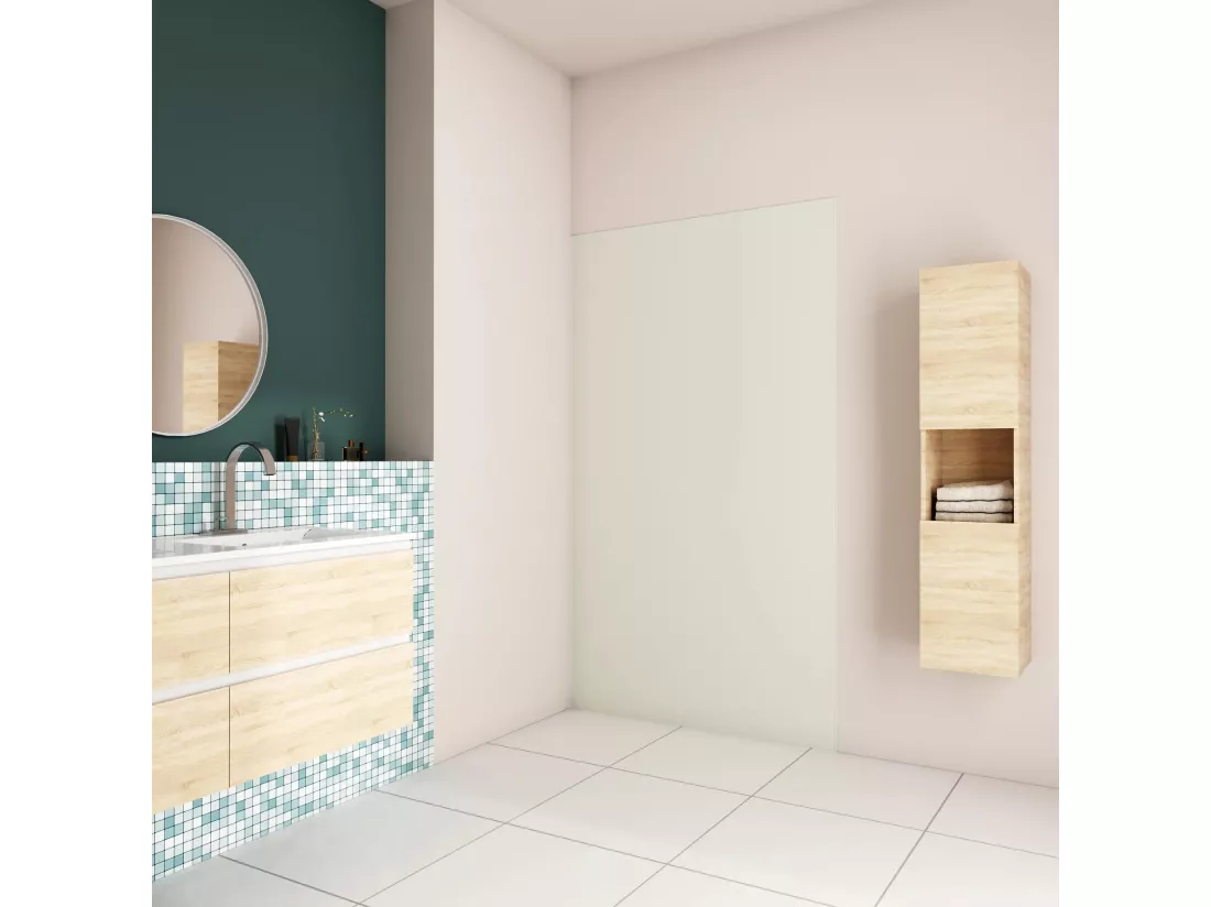 AICA Panneau mural de douche Ivoire 80x210cm,Panneaux muraux salle de bain habillage mural aluminium