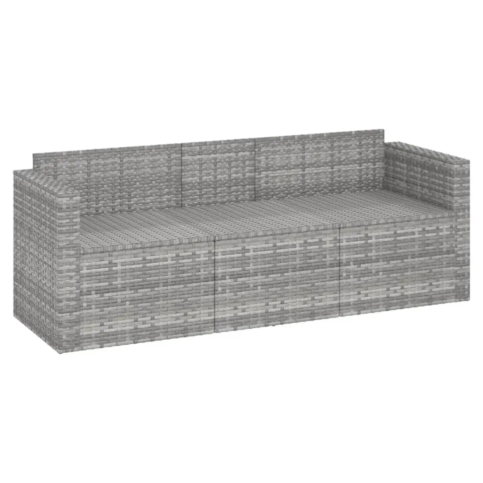 vidaXL - Tuinbank 3-zits - Grijs - Poly rattan - Met kussens