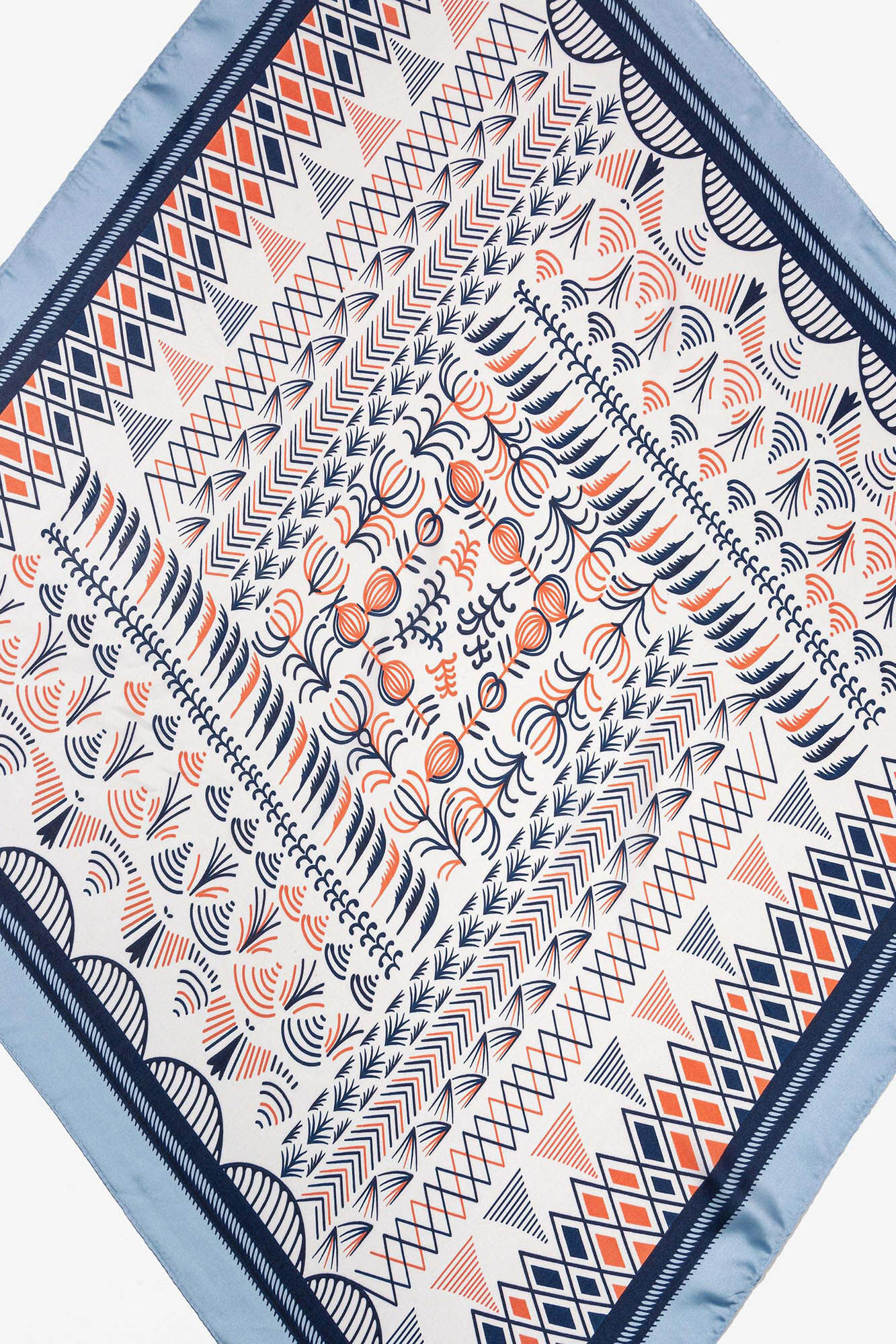 Pañuelo de raso estampado - Azul