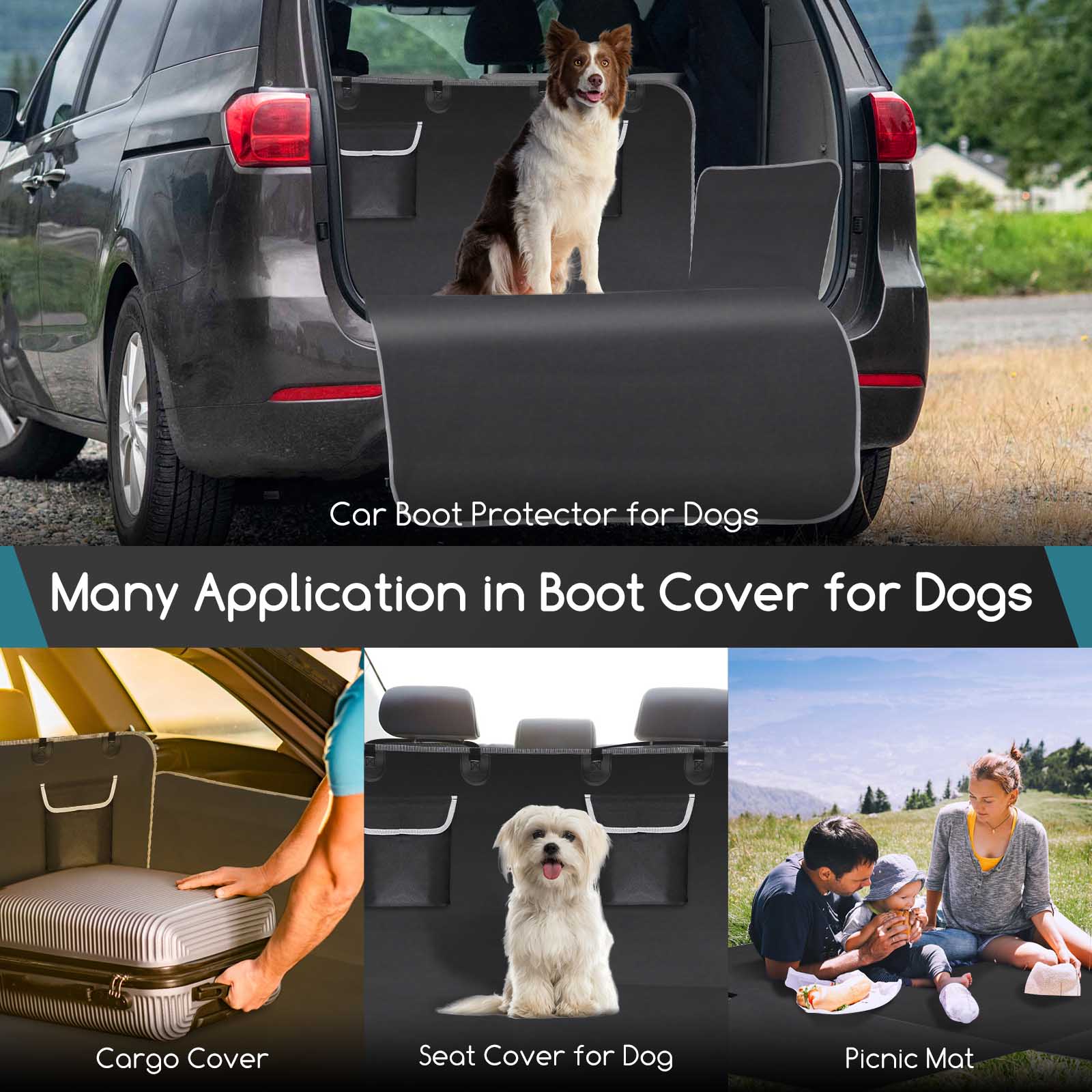 Capa protetora Nobleza para banco de carro para cães, 185 x 105 cm, capa universal para porta-malas de carro para cães, capa para banco de carro para cães com 2 bolsos de armazenamento e abas de proteção, impermeável e resistente a manchas.