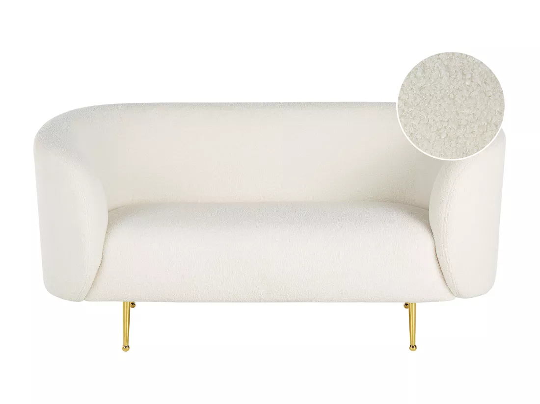 Canapé 2 places en tissu bouclé blanc LOEN