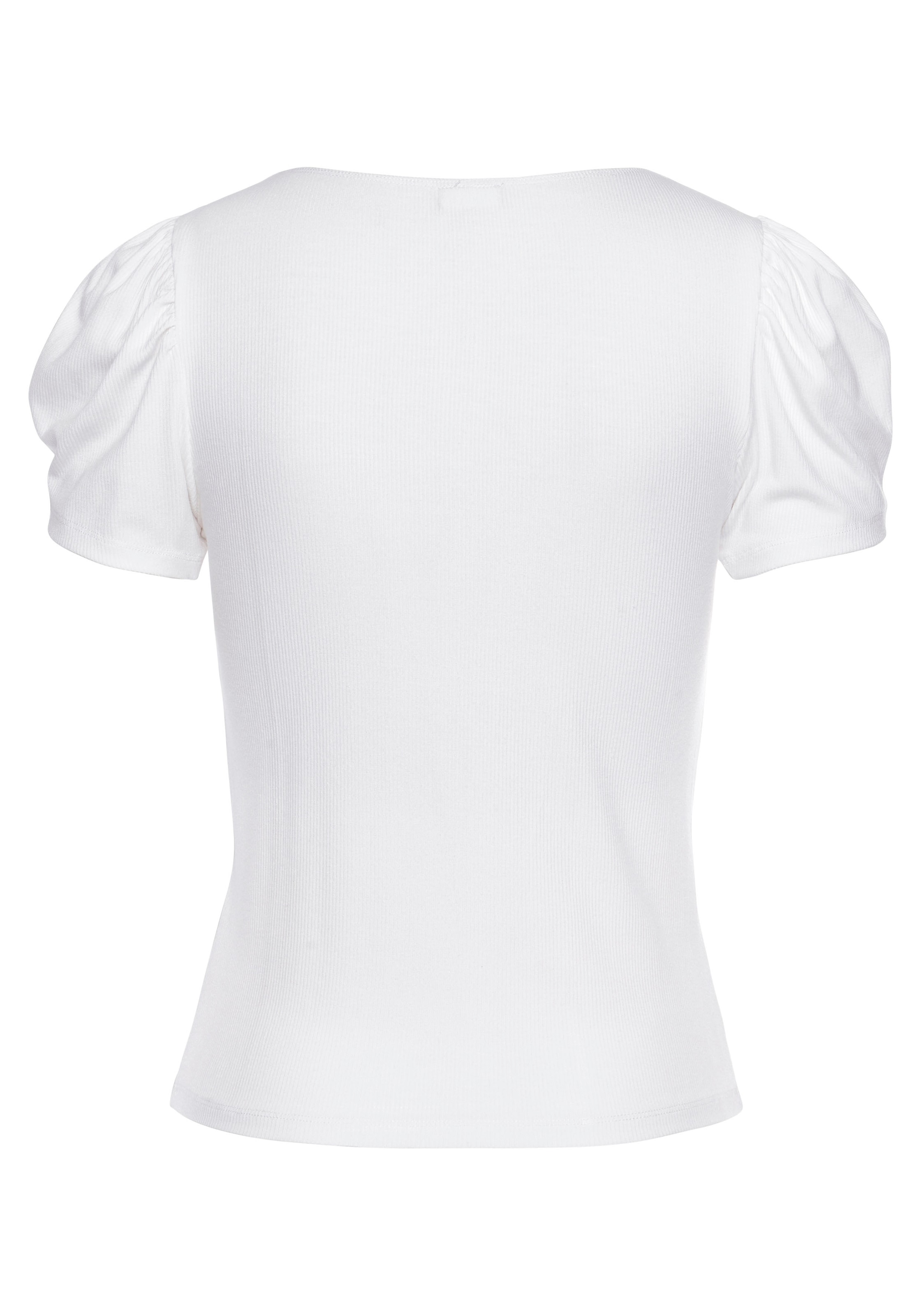 LASCANA Kurzarmshirt , aus gerippter Ware, T-Shirt mit leichten Puffärmeln, casual-modisch