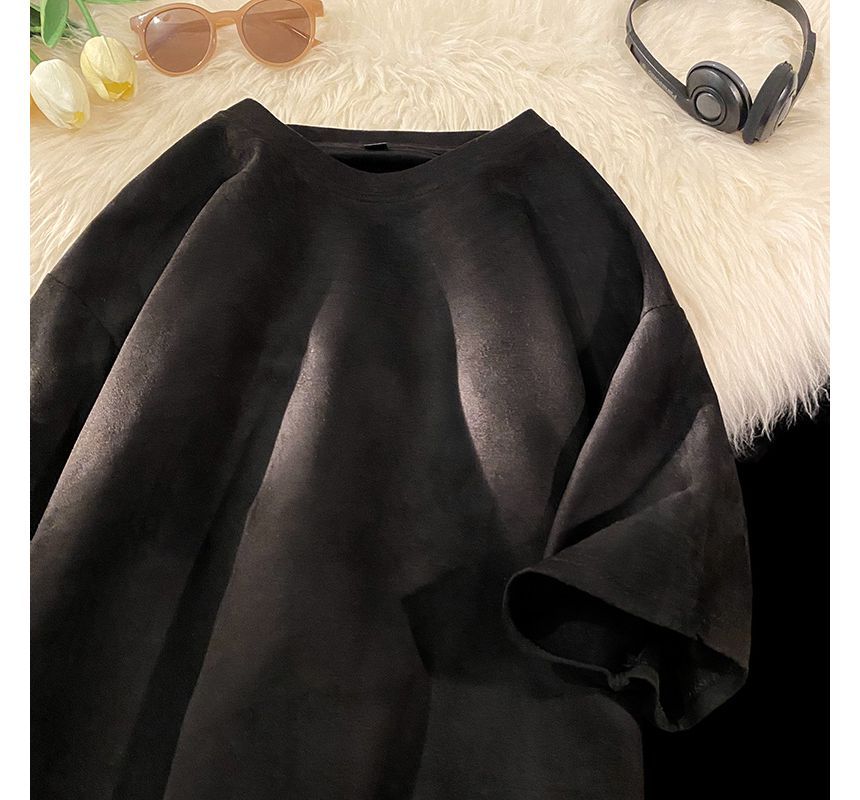 Whyessa - Effen oversized T-shirt met korte mouwen en ronde hals