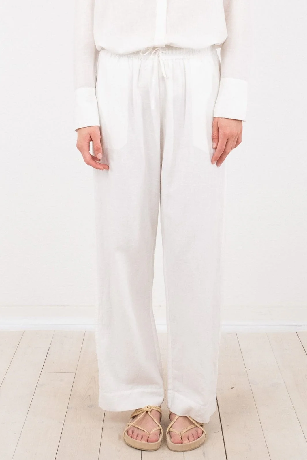 Neo Noir Sonar Linen Pants white