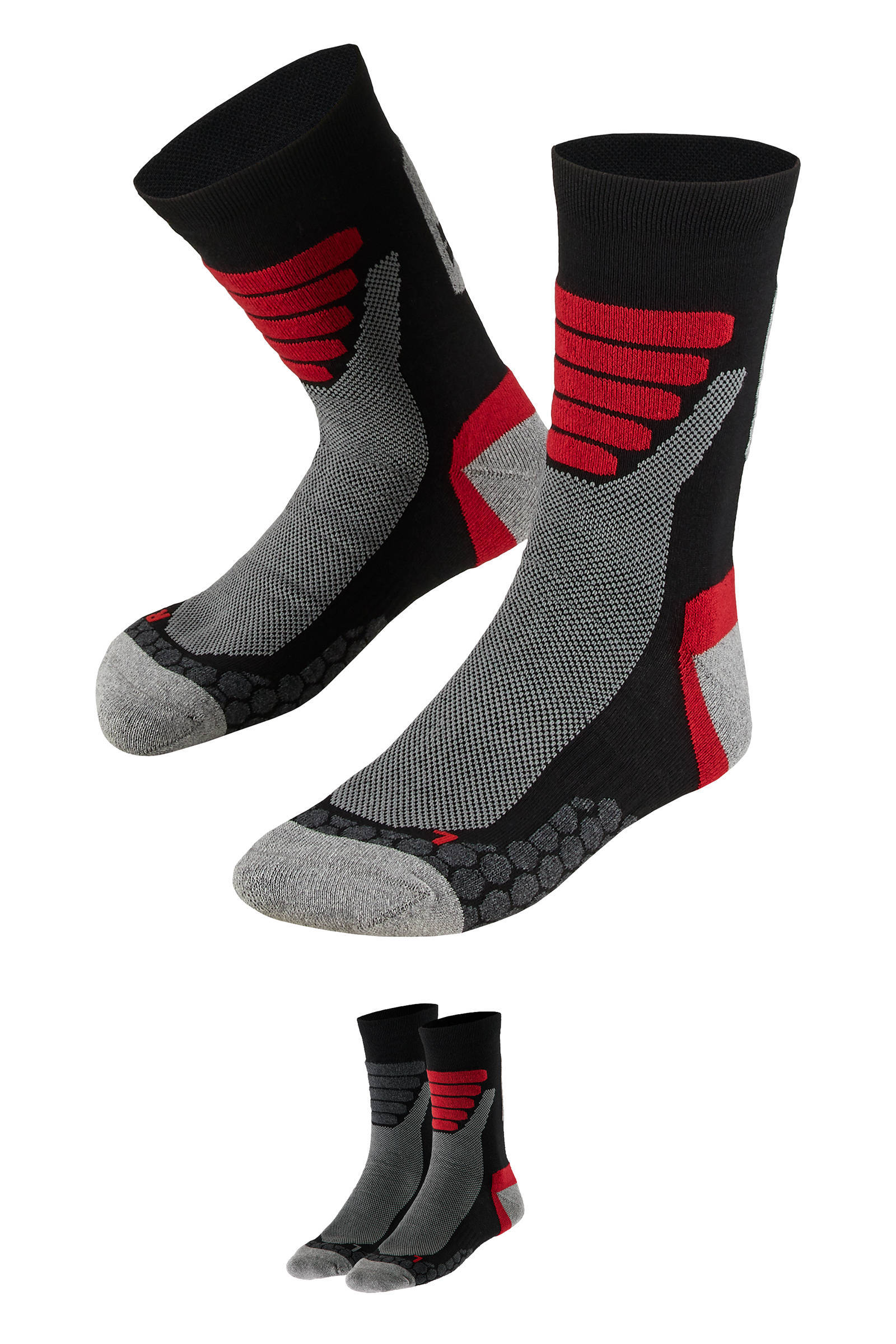 Xtreme wandelsokken - set van 4 zwart/rood