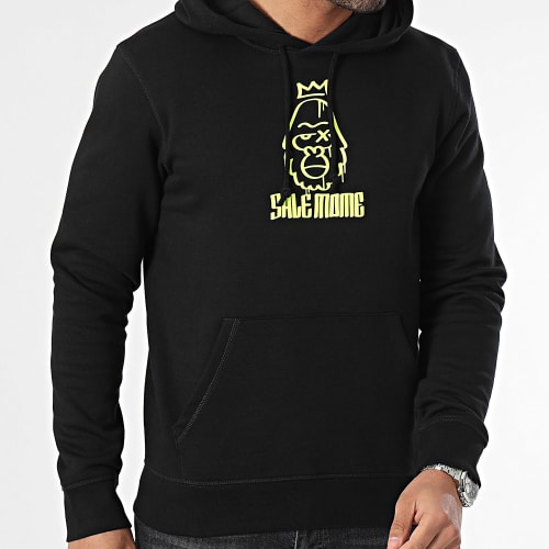 Sweat Capuche Gorille King Noir Jaune Fluo