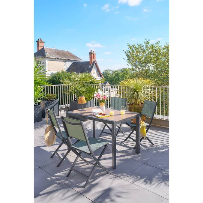 Table de jardin EVASION Effet bois Honey / Graphite