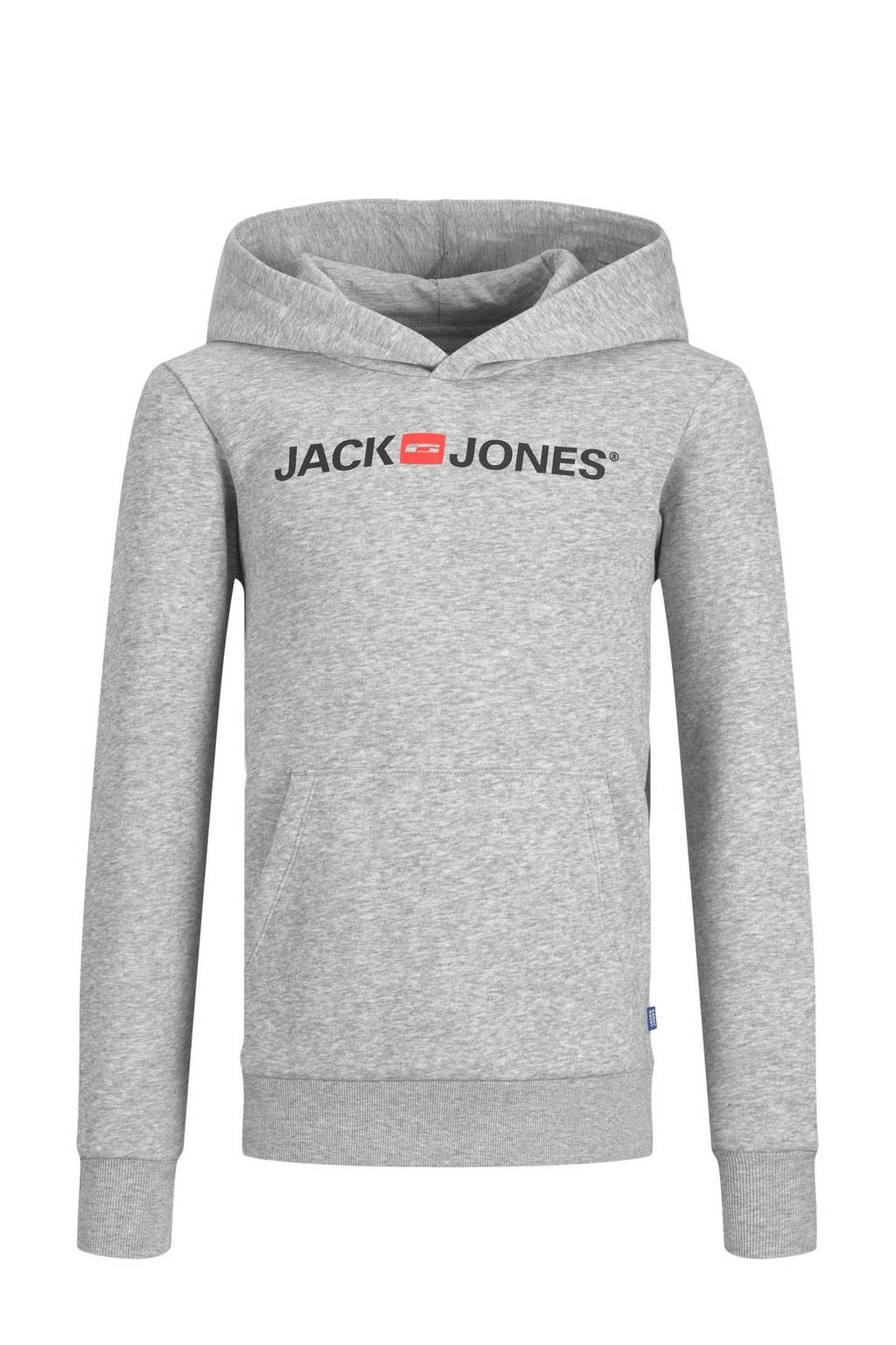 JACK & JONES hoodie JJECORP met logo grijs melange