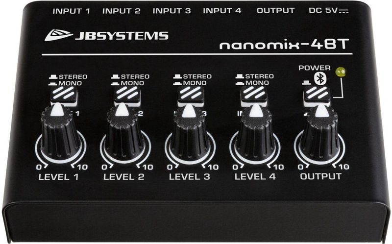 JB Systems - NANOMIX-4BT - 4-kanaals Mixer - Audio-interface - Bluetooth-ontvanger
