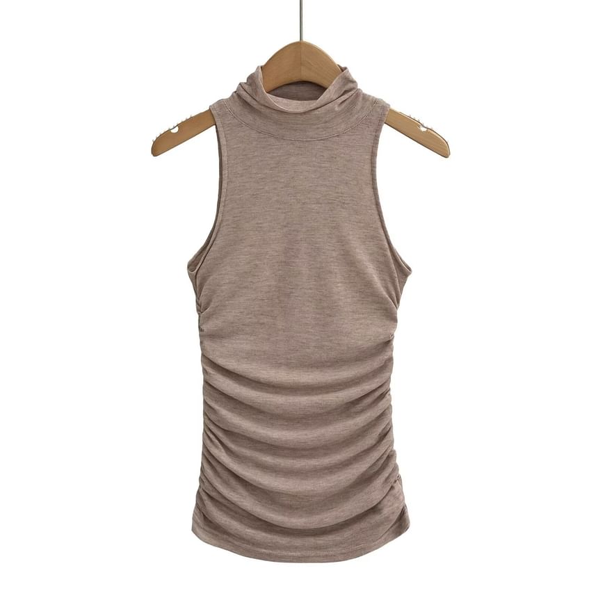 Morhan - Tanktop met col en geplooide, slanke pasvorm