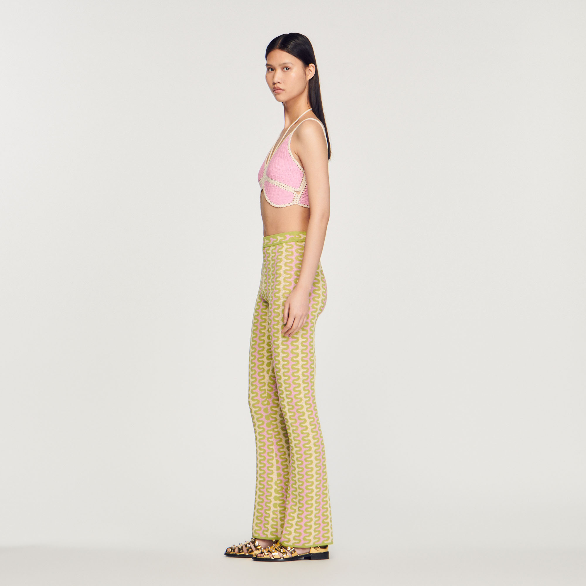Pantalon en maille á motifs
