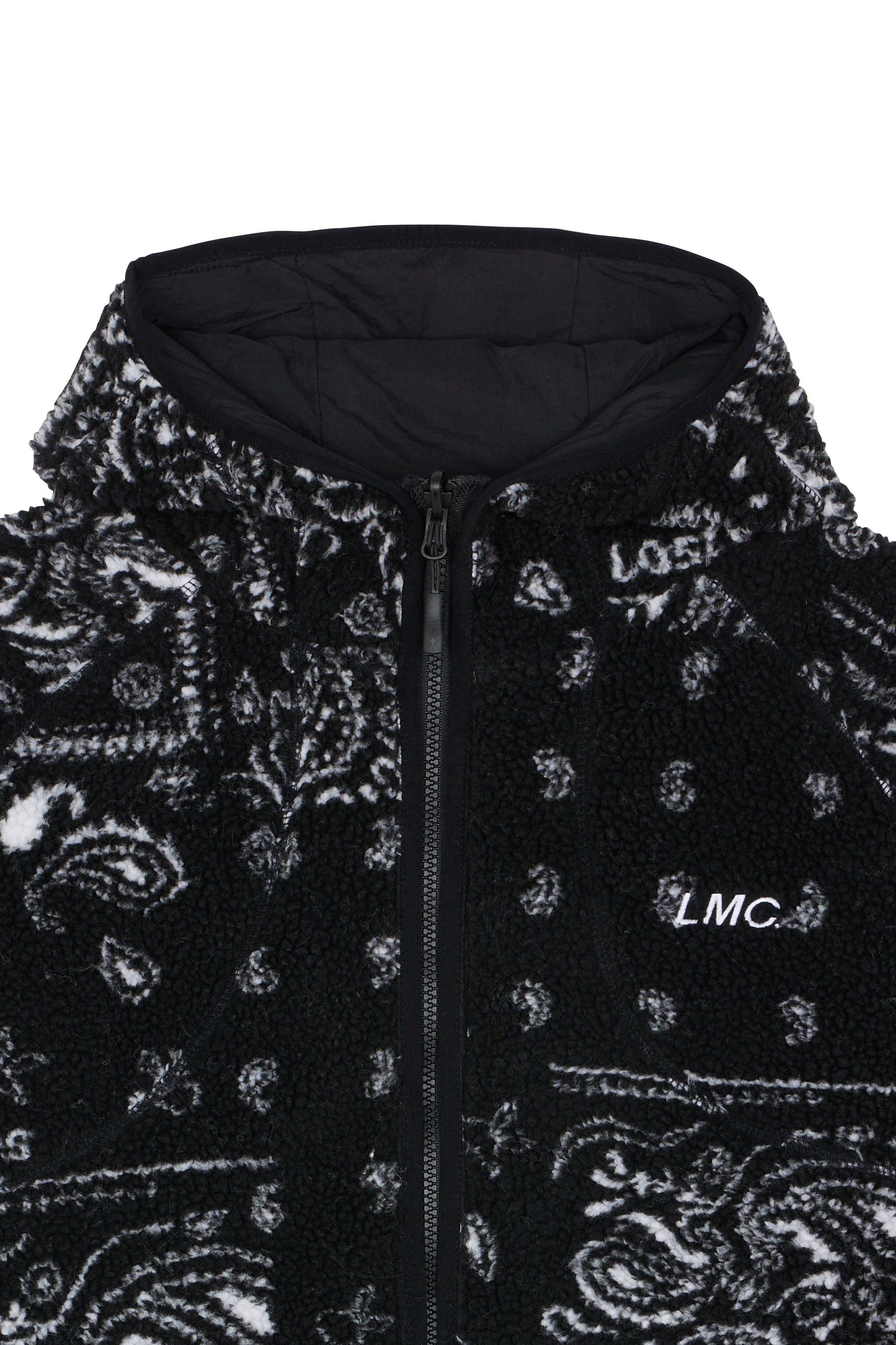 LOST MANAGEMENT CITIES Veste ITALIC JQD BOA FLEECE RVSB HOODED JACKET Noir